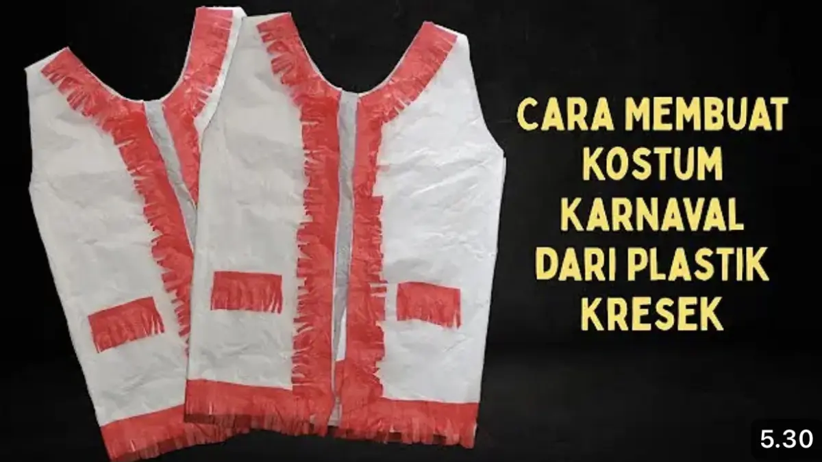 Tutorial rompi karnaval kemerdekaan dari plastik putih dan merah. Mudah dibuat, murah, dan cocok digunakan anak-anak saat perayaan HUT RI.