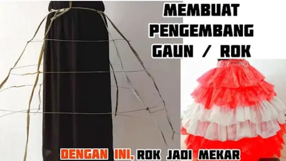 Cara membuat petikut pengembang rok dari kawat dan tali rafia. Ikuti langkah membuat rangka agar gaun terlihat lebih mengembang.