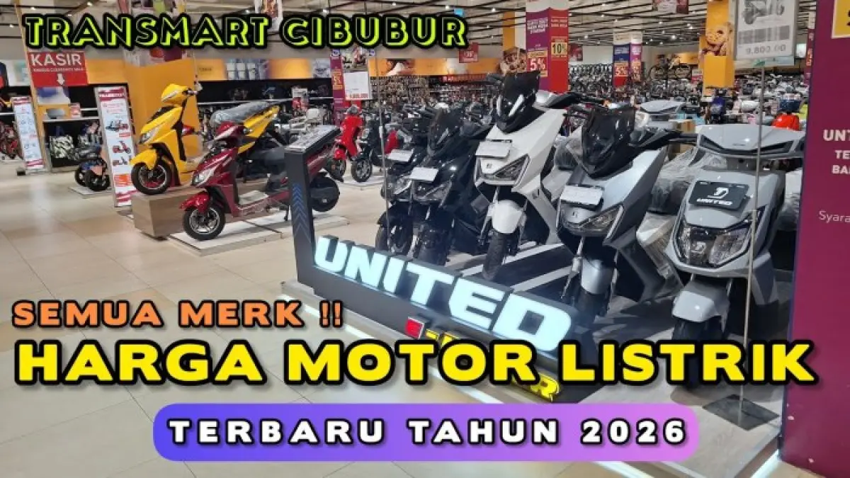 Harga motor listrik di Transm Cibubur mulai Rp5,999 juta. Ada pilihan Exotic, Avan, dan United hingga Rp21,2 juta.