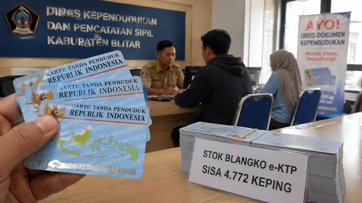 Ilustrasi stok blangko e-KTP di Kabupaten Blitar yang tersisa sekitar 4.772 keping dan diperkirakan mencukupi kebutuhan pelayanan selama dua pekan.