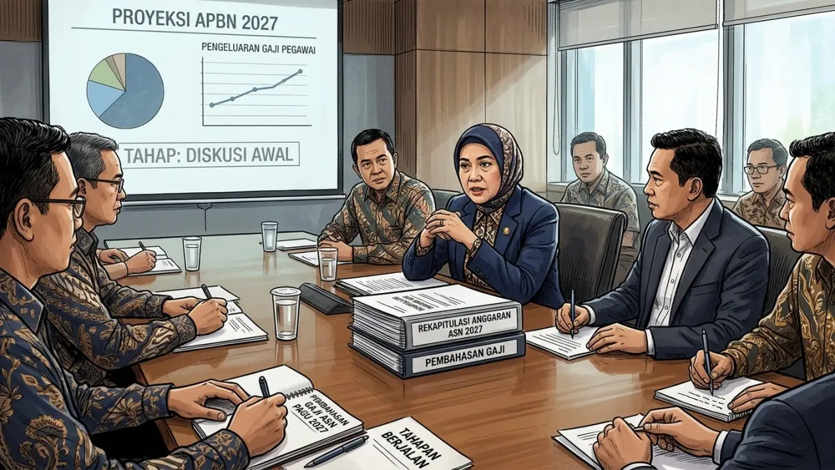 Kenaikan gaji ASN 2027 belum diputuskan. Menkeu Purbaya menyebut pembahasan masih berlangsung dan belum dilakukan secara mendalam.