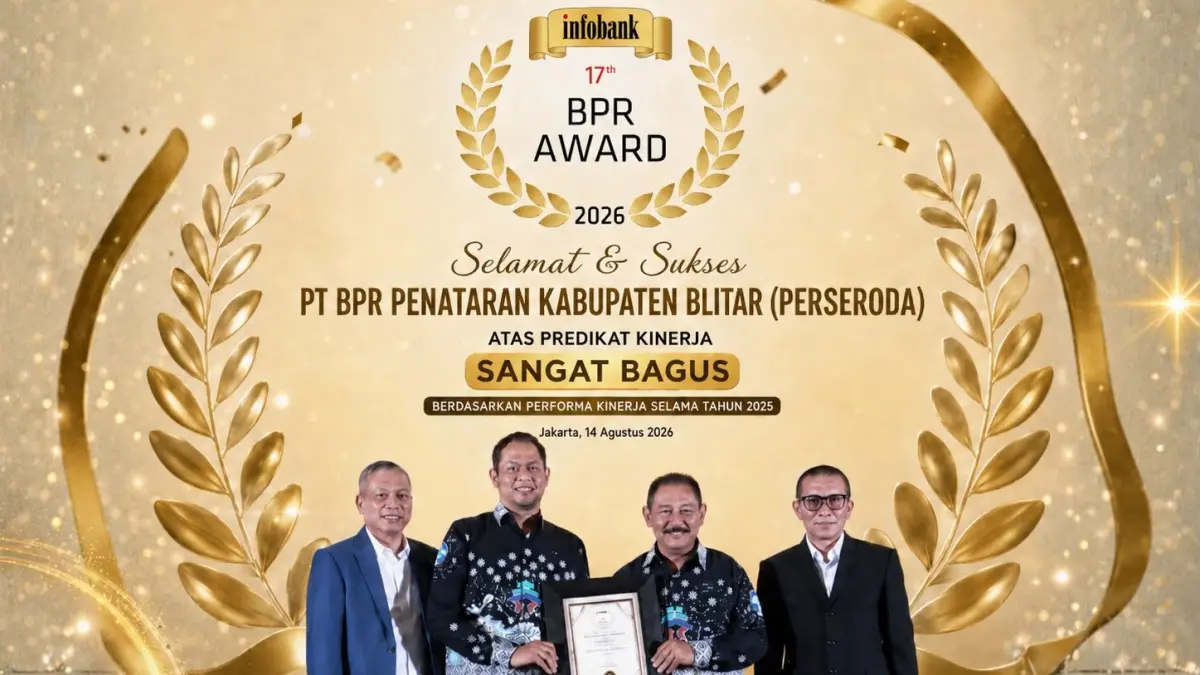 Penghargaan diterima langsung Direktur Utama BPR Penataran Sahrial Amri ST MM didampingi Komisaris Utama Ir R. Agung Andokoputro MM, Jumat (21/8/2026).