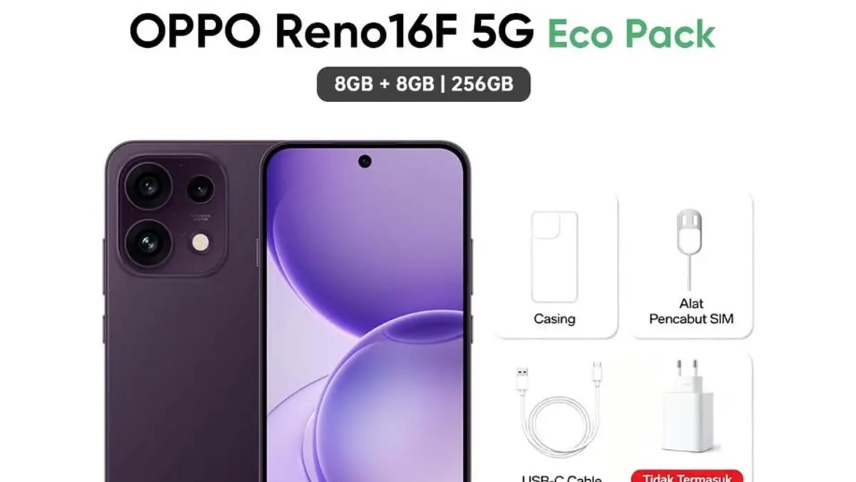 Review Oppo Reno 16F mengulas baterai 7000 mAh, kamera telefoto 50 MP, layar AMOLED 120 Hz, dan harga mulai Rp7,9 juta. (PINTEREST)