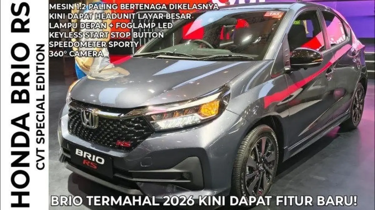 Honda Brio RS 2026 hadir dengan kamera 360 derajat, head unit 12 inci, dan sejumlah pembaruan fitur untuk pasar Jabodetabek.