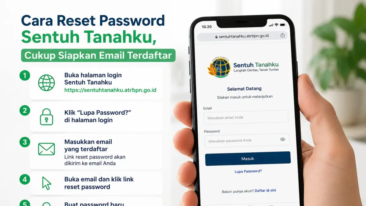 Ilustrasi pengguna mengakses aplikasi Sentuh Tanahku saat lupa password akun.