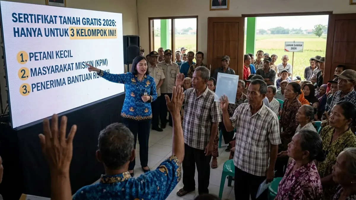 Petugas ATR/BPN Madiun menjelaskan kriteria penerima sertifikat gratis.
