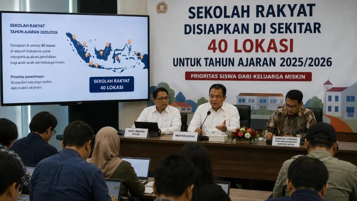 Sekolah Rakyat disiapkan di sekitar 40 lokasi untuk tahun ajaran 2025/2026, dengan prioritas siswa dari keluarga miskin.