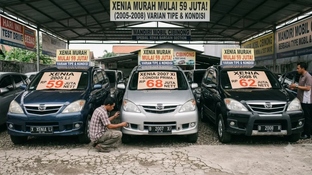 Xenia murah 59 juta tersedia dalam pilihan tahun 2005 hingga 2008, dengan tipe, kondisi, dan harga yang berbeda.