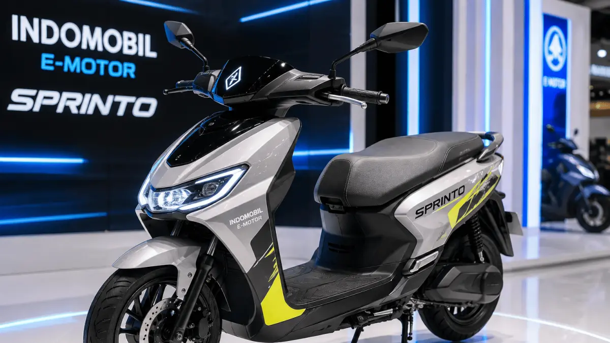 Indomobil E-Motor Sprinto hadir sebagai skutik listrik sporty dengan jarak tempuh hingga 110 km dan top speed 90 km/jam.