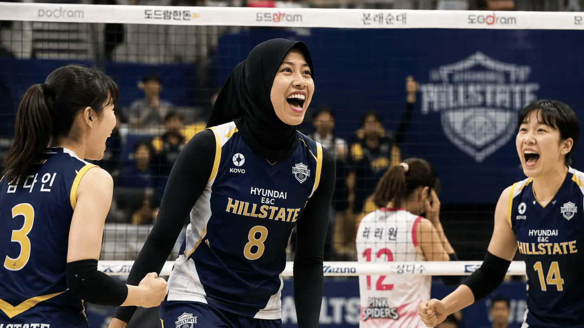 Megawati Hangestri tampil impresif bersama Hyundai Hill State dalam laga eksibisi yang berakhir 3-0 atas Pilsung Wonder Dogs.