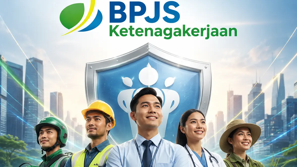 Cara klaim BPJS Ketenagakerjaan online JMO tanpa paklaring dibahas dengan syarat saldo hingga Rp15 juta dan verifikasi biometrik. (ILUSTRASI AI)