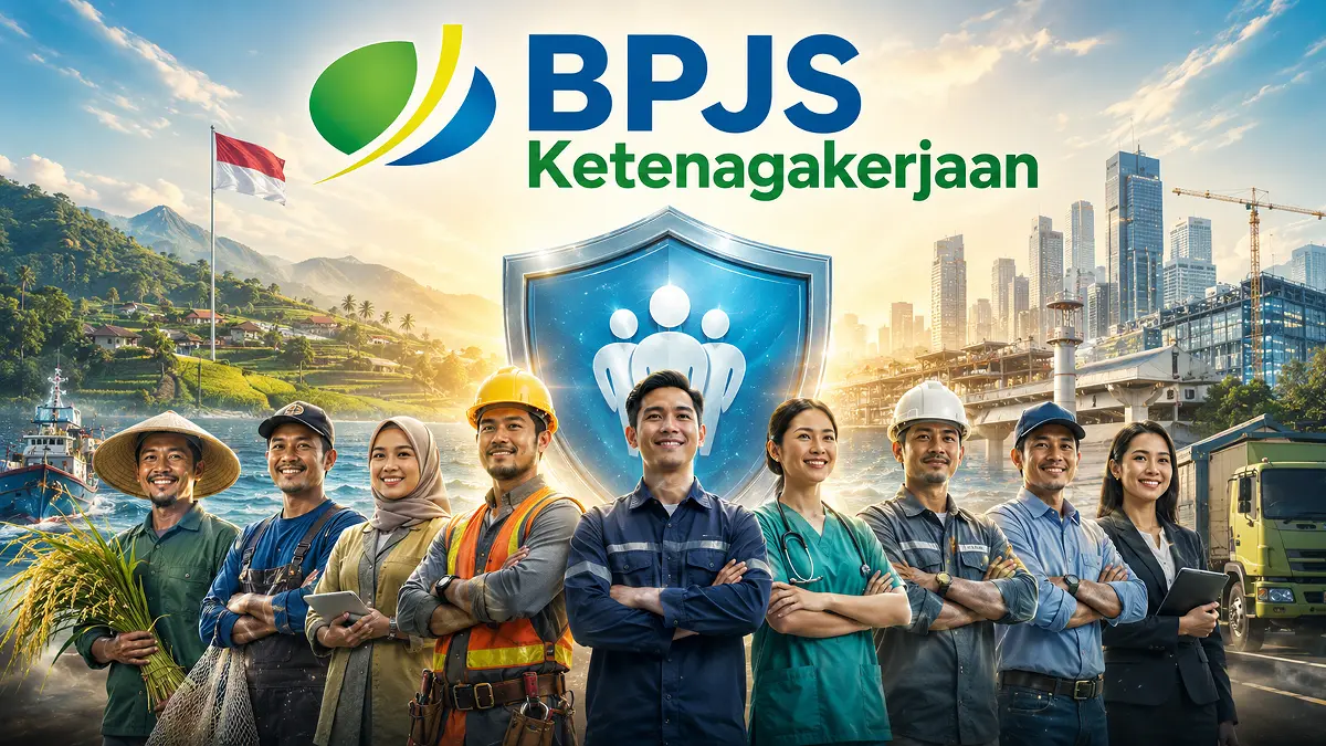 Cara klaim BPJS Ketenagakerjaan online JMO untuk JHT, mulai cek status, pengkinian data, verifikasi wajah hingga pencairan. (ILUSTRASI AI)