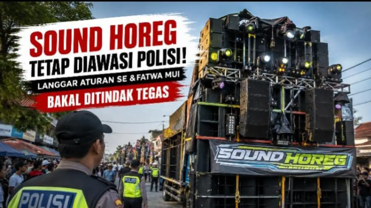 ILUSTRASI : Polisi mengawasi penggunaan sound horeg dalam karnaval di Blitar.