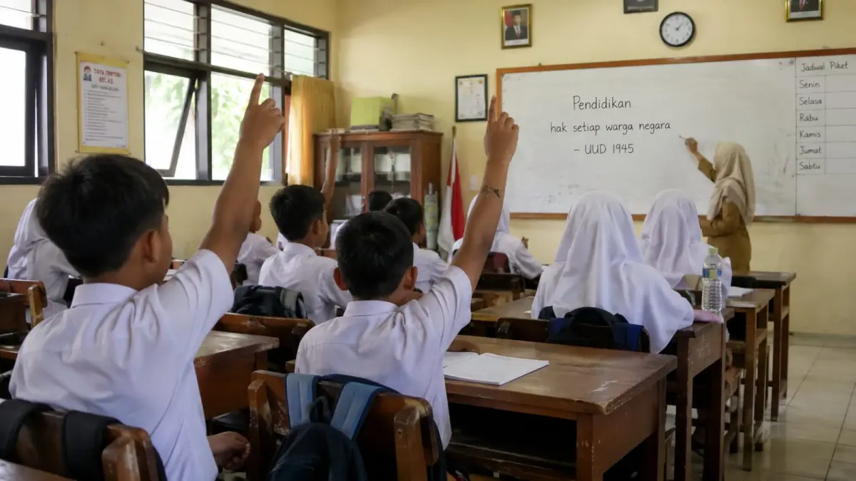 Aktivitas belajar siswa di ruang kelas. Program sekolah gratis di Kota Blitar dinilai perlu dievaluasi agar bantuan pendidikan lebih tepat sasaran.