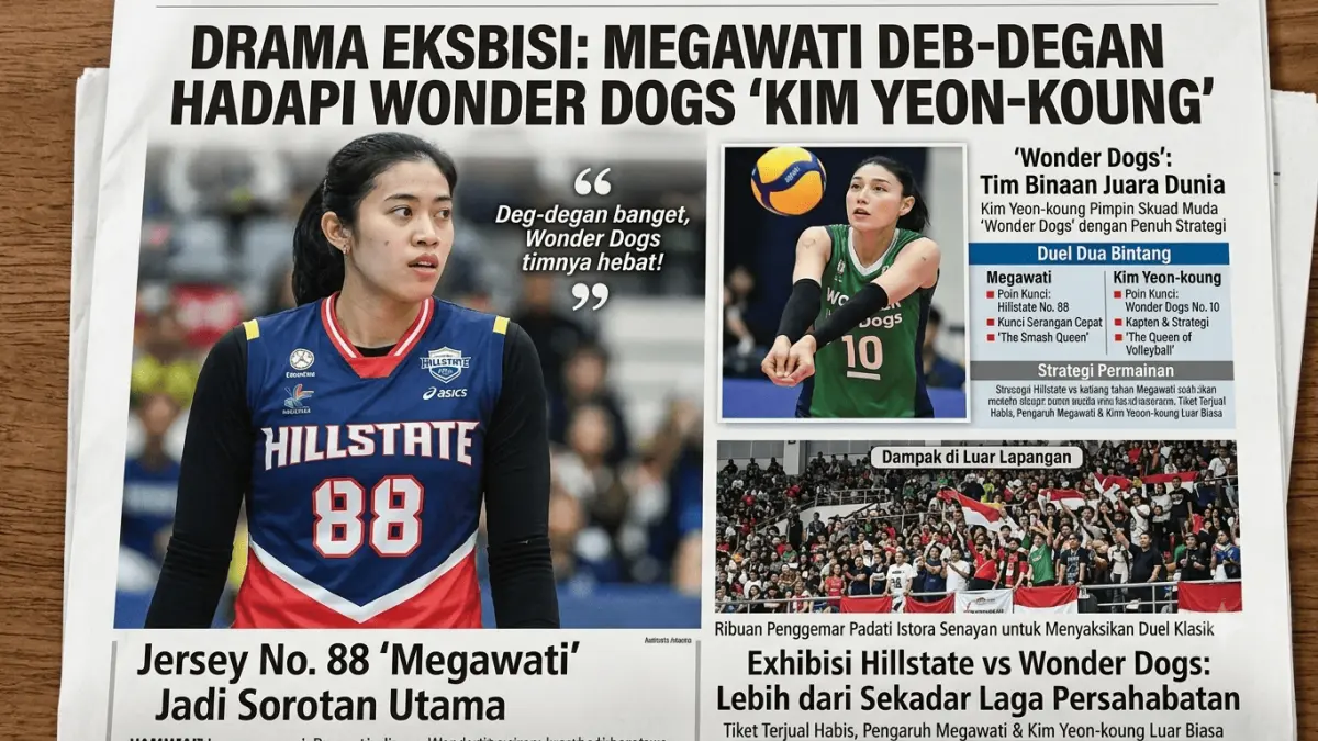 Megawati Hangestri mengaku deg-degan menghadapi Wonder Dogs, tim binaan Kim Yeon-koung, sekaligus menjadi sorotan lewat jersey nomor 88.