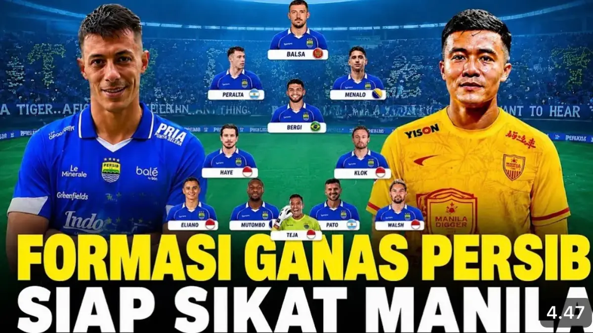 Prediksi line up Persib vs Manila Digger menempatkan Teja Paku Alam, Thom Haye, Marc Klok, Peralta, Menalo, hingga Balsa Sekulic sebagai starter.