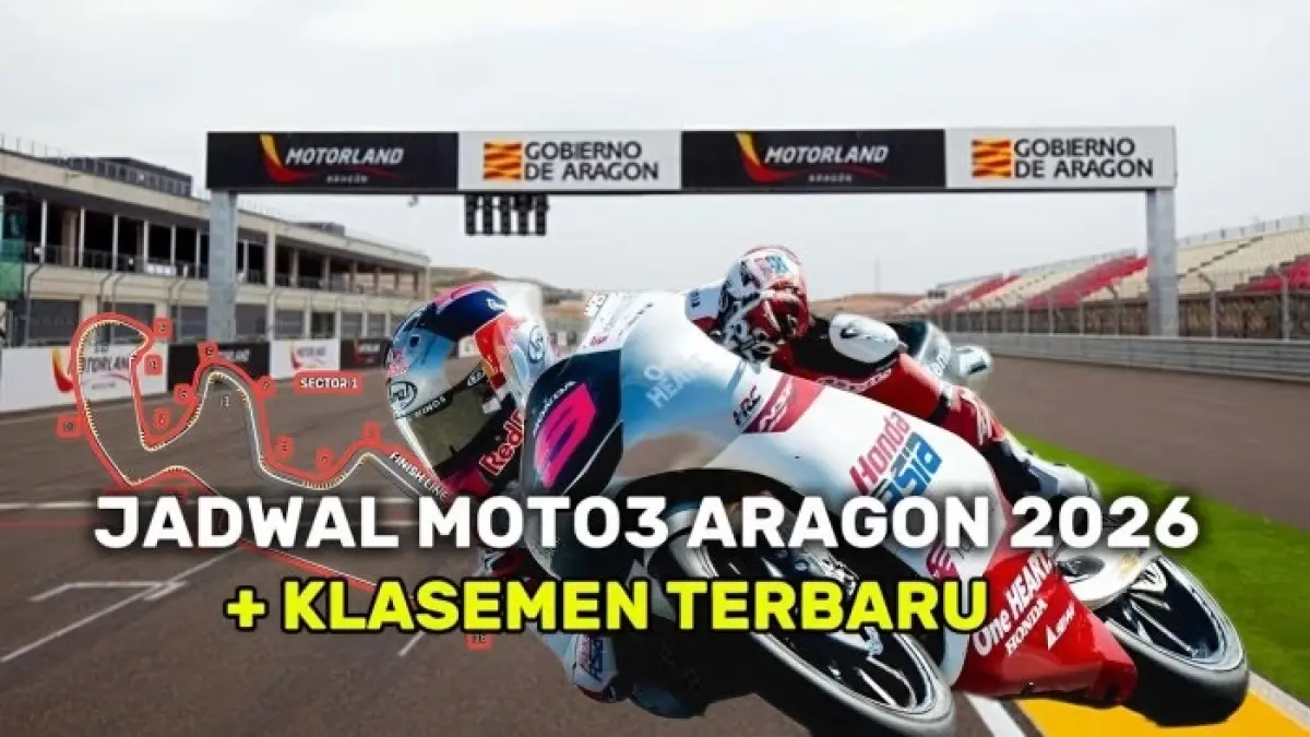 Feda Ega Pratama berada di posisi keenam klasemen Moto3 2026 dan runner-up rookie jelang seri Aragon pada 30 Agustus.