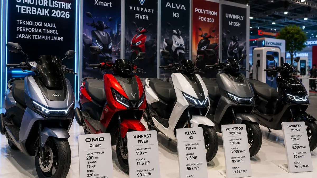 5 motor listrik terbaru 2026 hadir dengan teknologi pintar, performa kencang, dan jarak tempuh hingga 200 km. Mana pilihan favoritmu?