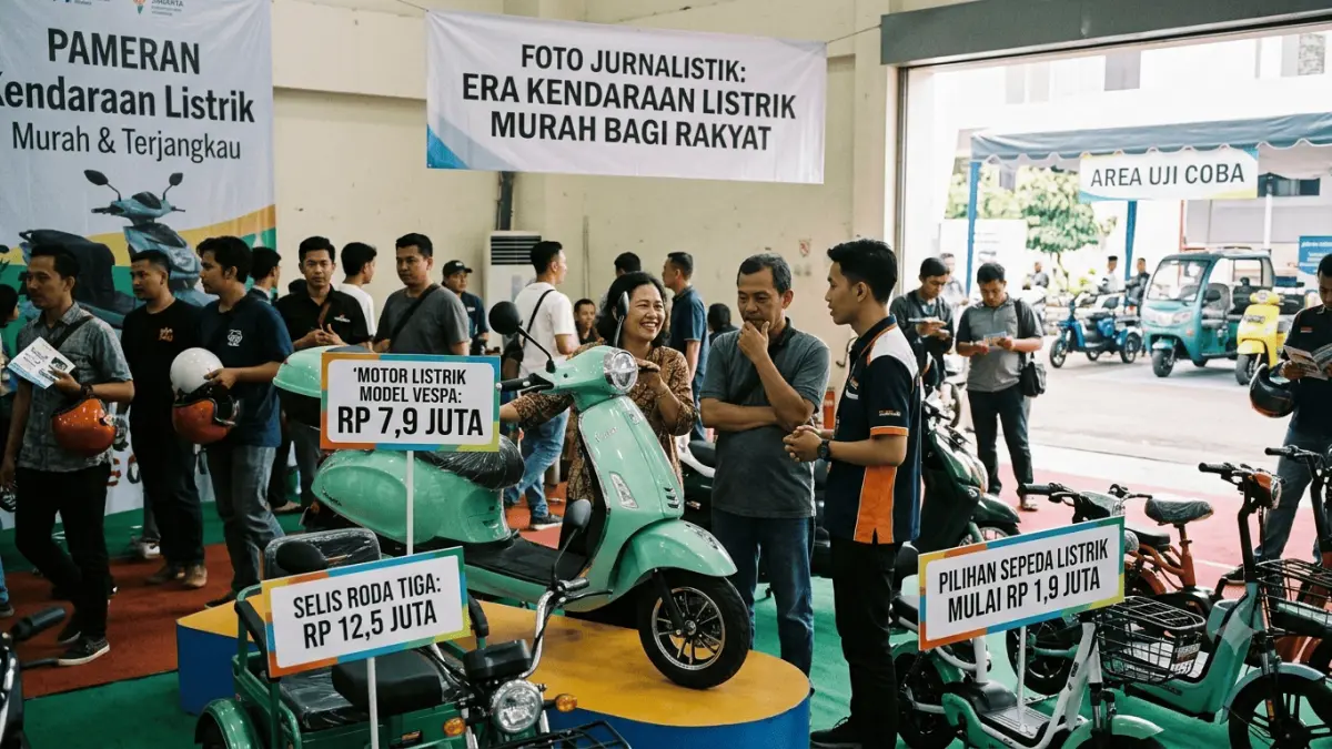 Motor listrik murah mulai Rp1,9 juta tersedia dalam berbagai pilihan, dari sepeda listrik hingga motor model Vespa dan selis roda tiga.