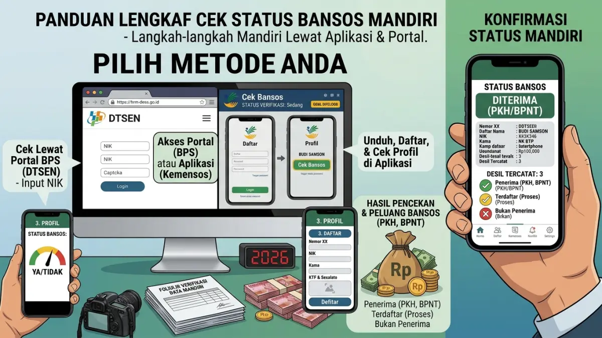 Cara cek desil ekonomi terbaru bisa dilakukan lewat aplikasi Cek Bansos dan tautan BPS. Simak langkah pengecekan hingga hasil desil muncul.(ILUSTRASI AI)