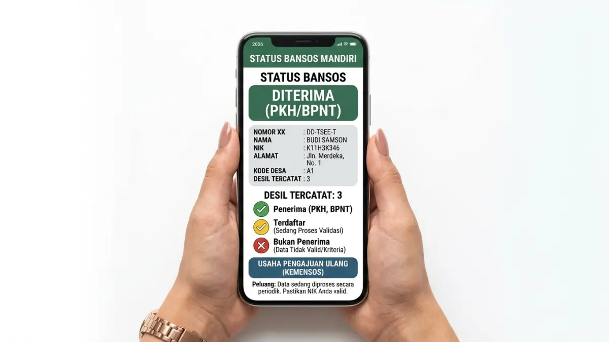 Cara cek desil lewat HP cukup menggunakan browser, NIK, dan captcha. Simak langkah mengecek status desil melalui situs Cek Bansos Kemensos.(ILUSTRASI AI)