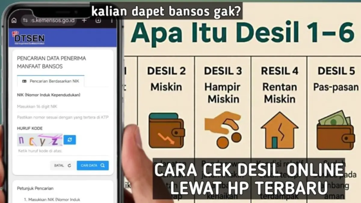 Cara cek desil bansos lewat HP dilakukan dengan NIK dan captcha di situs Cek Bansos untuk melihat kategori desil dan status bantuan.
