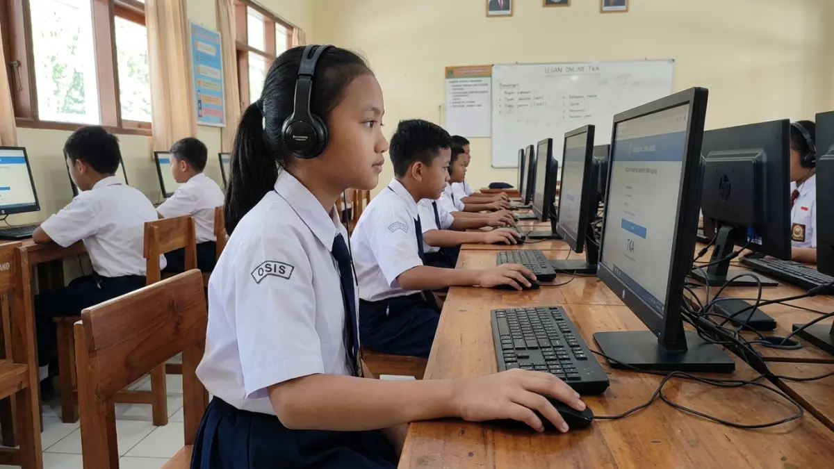 Cara menggunakan laman simulasi TKA 2026 dimulai dari memilih jenjang, mata pelajaran, login, mengisi data peserta, hingga memasukkan token.(ILUSTRASI AI)