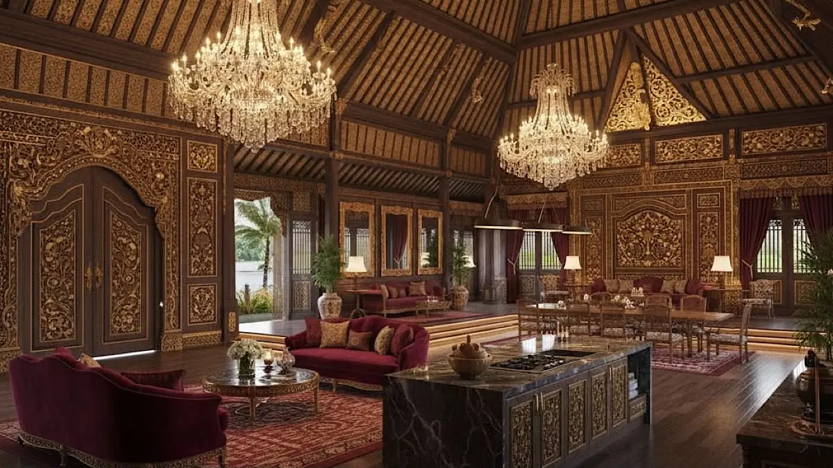 Bangunan bernuansa Jawa ini memiliki joglo, pendopo, loro blonyo, ruang karaoke, kamar, hingga pemandangan Pangrango.(pinterest)