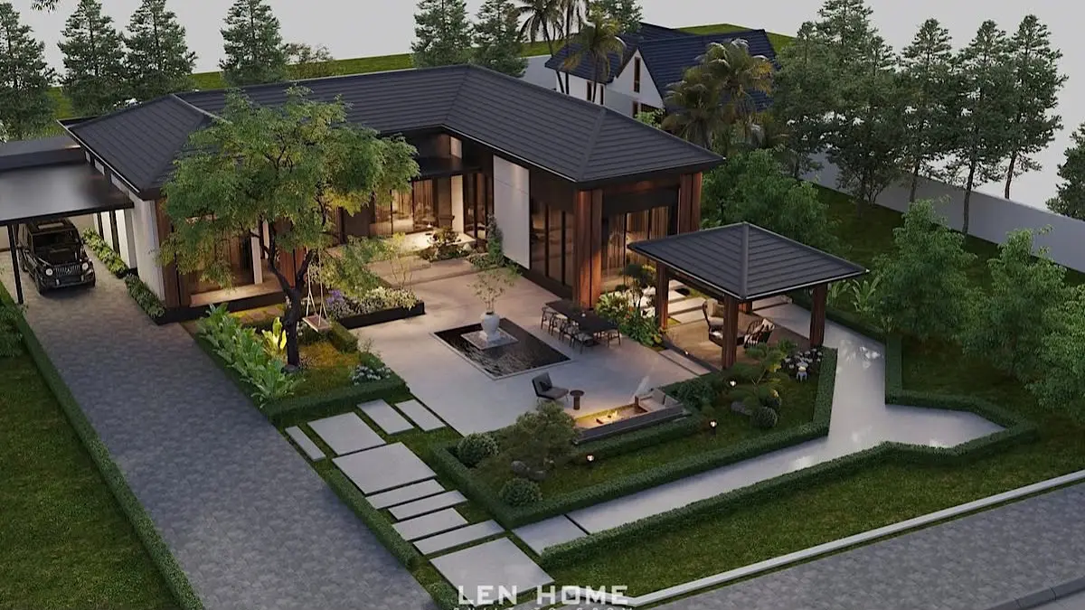 Rumah arsitek muda Rian dibangun bertahap saat tabungan baru 40 persen. Rumah 176 m² ini mengusung konsep kontemporer tropis.(pinterest)
