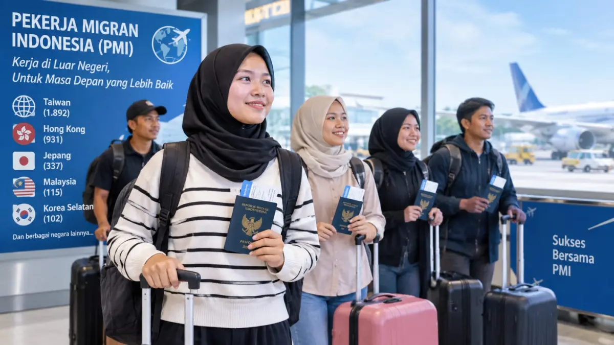 3.636 PMI: Disnaker Kabupaten Blitar mencatat 3.636 warga berangkat bekerja ke luar negeri sepanjang Januari-Juli 2026, dengan mayoritas pekerja perempuan.