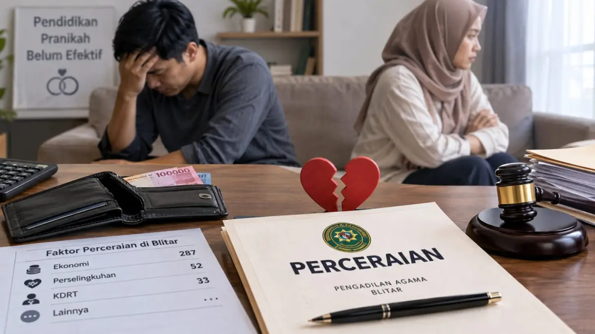 CERAI KARENA EKONOMI: Pengadilan Agama Blitar mencatat 287 perkara perceraian hingga Agustus 2026 dipicu persoalan ekonomi rumah tangga.