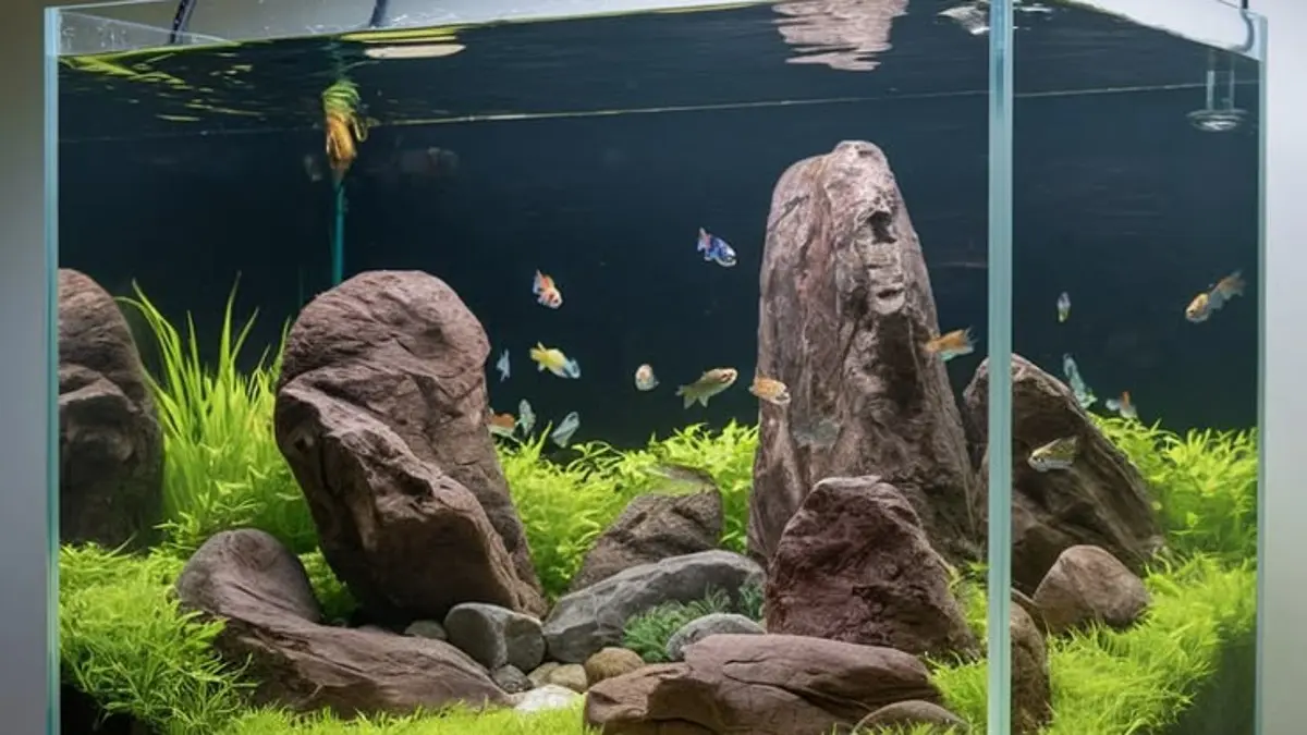 Aquascape Nano modal Rp247 ribu dibuat dengan bahan terjangkau dan konsep sederhana, cocok sebagai gambaran bagi pemula. (PINTEREST)