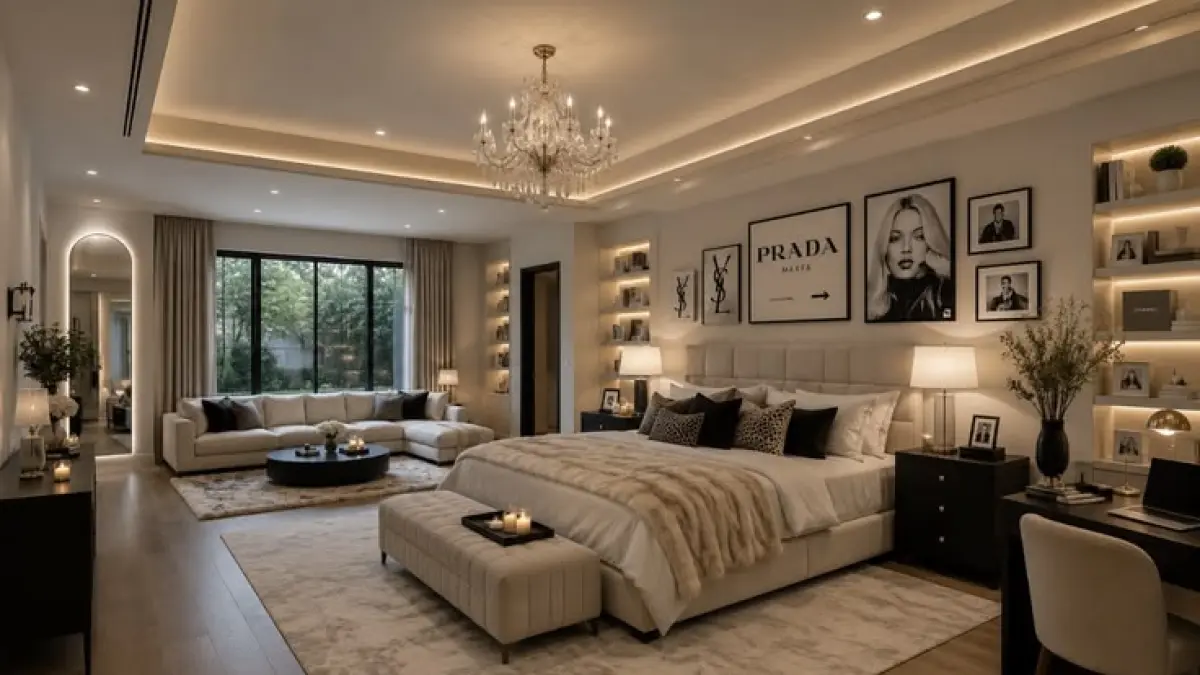 ScreenshotKamar tidur mewah minimalis 3x4 meter bisa tampil elegan dengan tiga kunci: furnitur, pencahayaan, dan finishing warna.(PINTEREST)