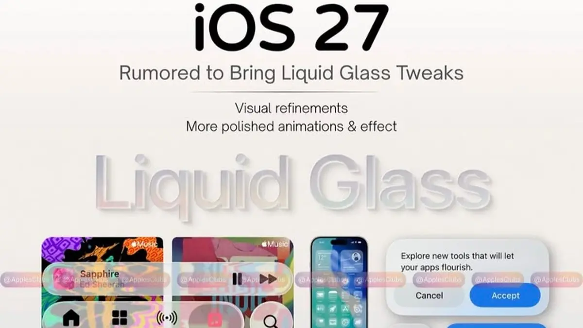 Fitur iOS 27 menghadirkan Siri AI yang lebih pintar, Visual Intelligence, edit foto berbasis AI, Shortcut otomatis, dan peningkatan performa. (PINTEREST)