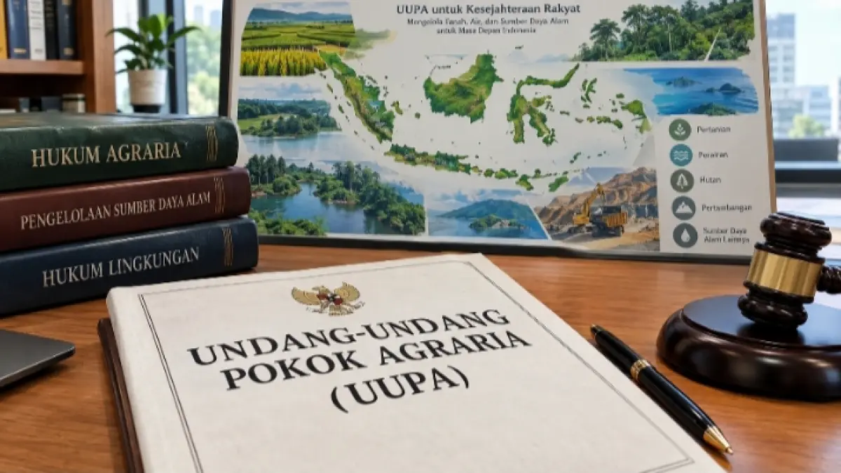 Ilustrasi dokumen UUPA dan pengelolaan sumber daya alam Indonesia.