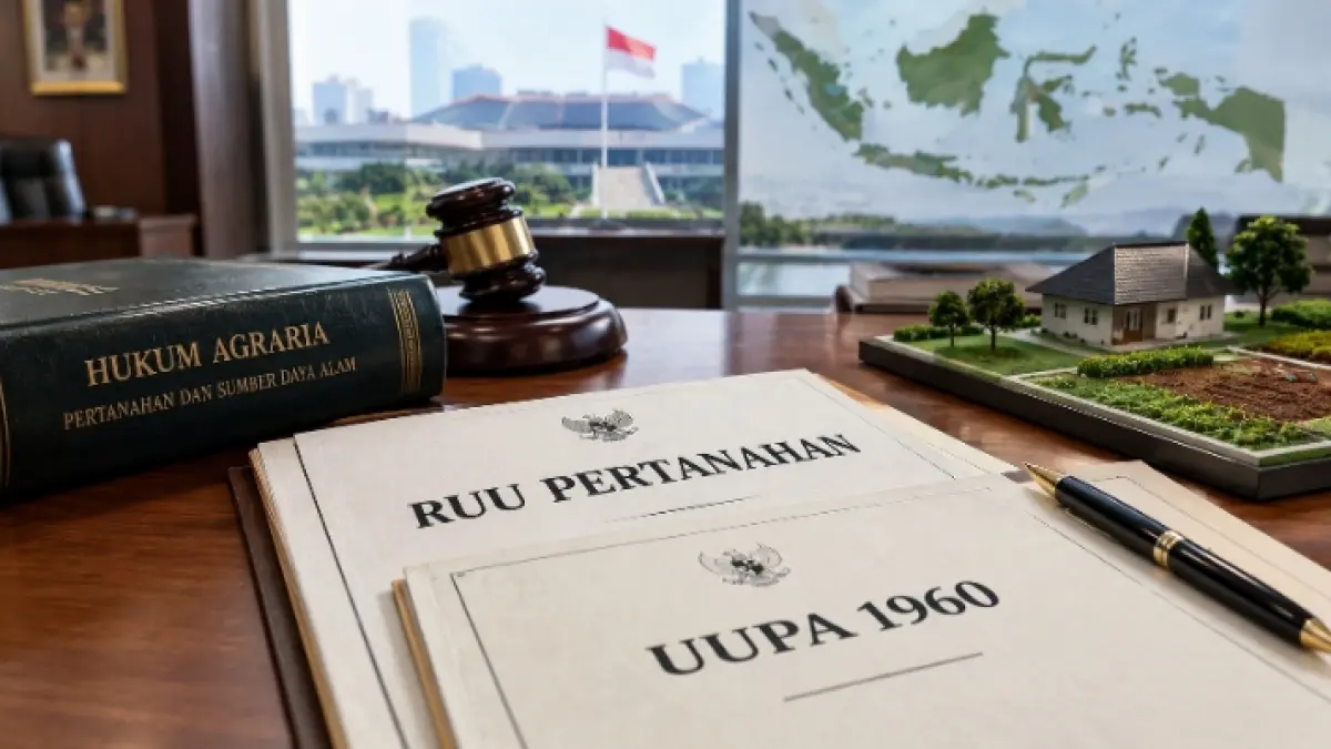 Ilustrasi pembahasan RUU Pertanahan dan UUPA 1960 dalam pengaturan pertanahan di Indonesia.