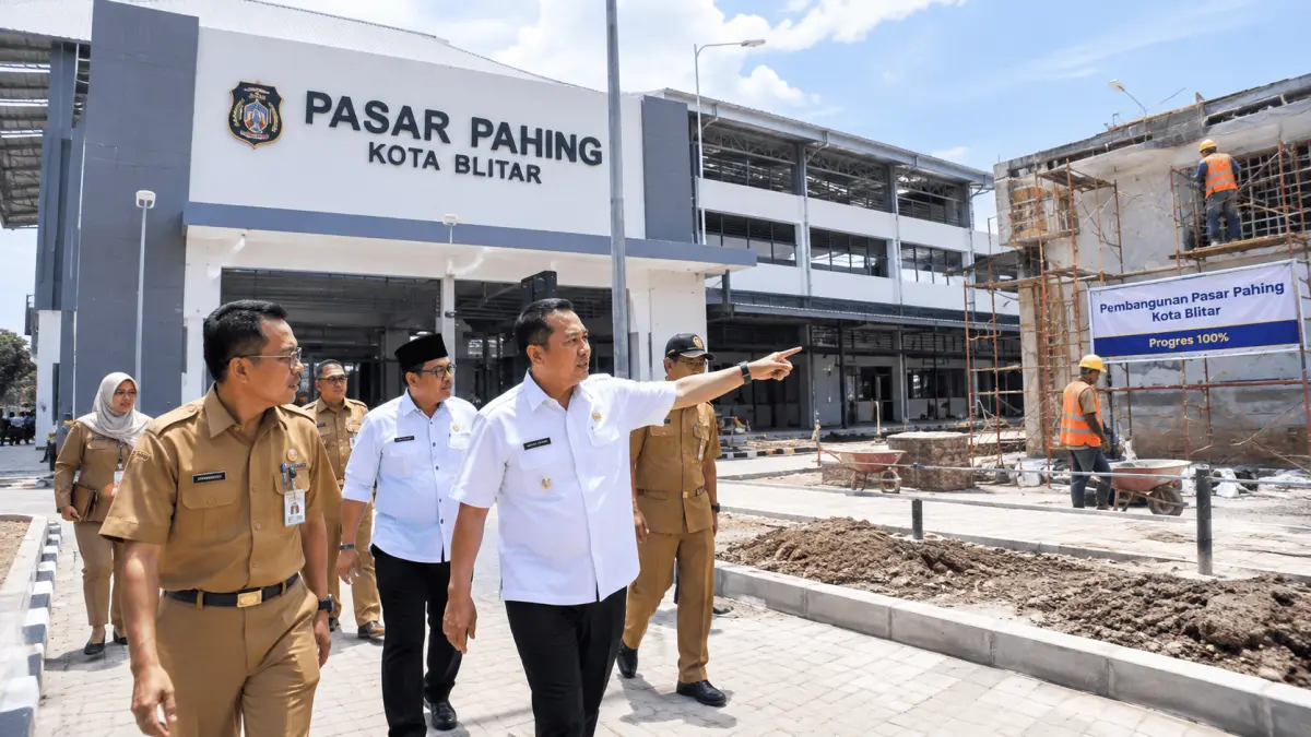 Pembangunan Pasar Pahing Kota Blitar telah mencapai progres 100 persen.