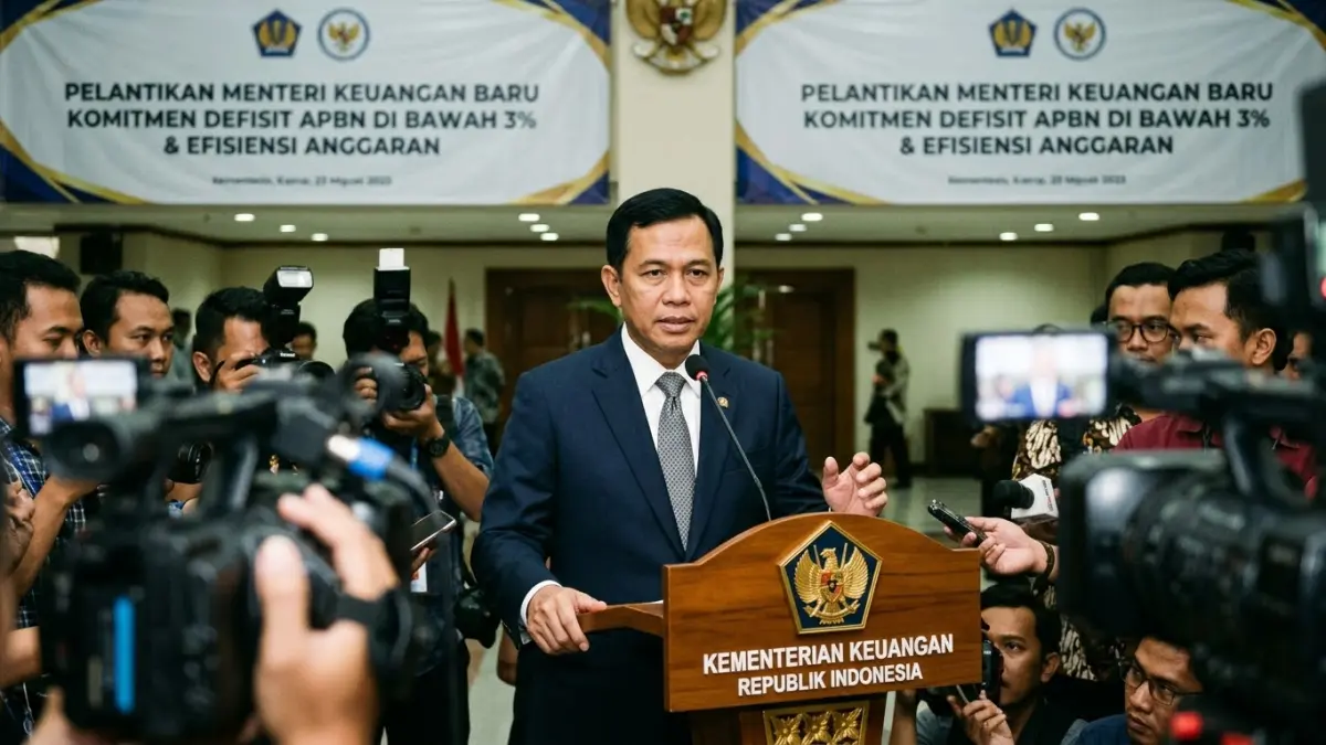 Suahasil Nazara resmi menjadi Menteri Keuangan dan menegaskan defisit APBN tetap di bawah 3 persen serta efisiensi anggaran terus dilanjutkan.
