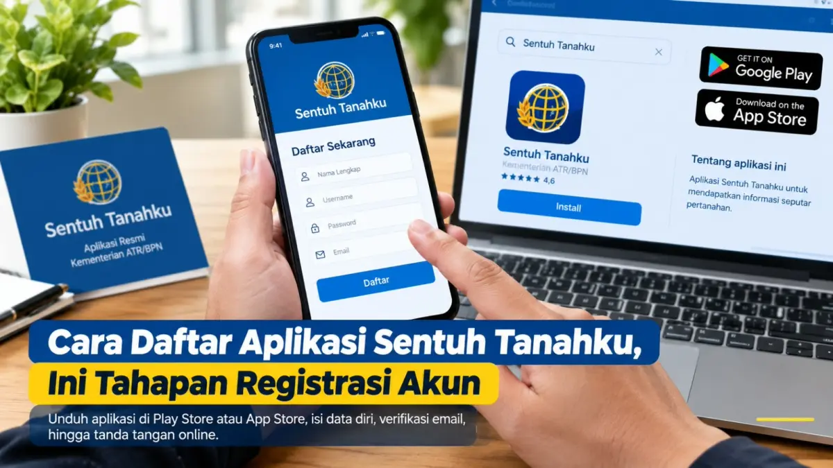 Tahapan pendaftaran akun aplikasi Sentuh Tanahku dimulai dari mengisi data diri hingga verifikasi akun.