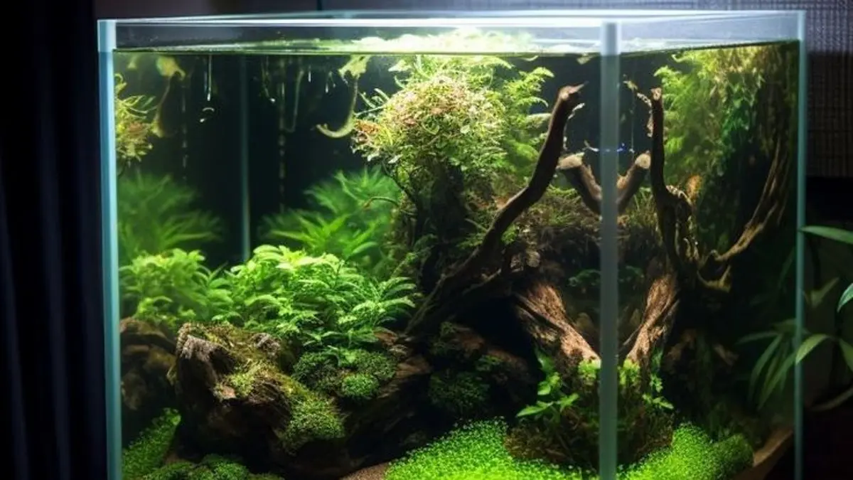 Cara membuat aquascape natural dengan akuarium sederhana, mulai dari menyusun hardscape, cycling, hingga menanam empat jenis tanaman. (PINTEREST)