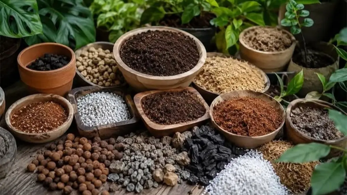 Cara membuat media tanam subur dengan tanah, sekam mentah, sekam bakar, pupuk kandang fermentasi, dan humus daun bambu.(Pinterest)