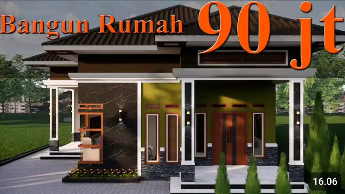 Desain rumah minimalis 10x12 meter memiliki 3 kamar tidur, garasi, ruang keluarga, dapur, dan area makan dengan estimasi Rp350 juta-Rp500 juta.