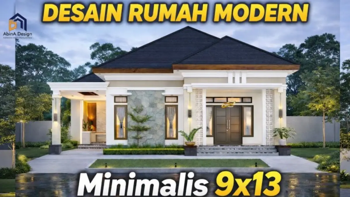 Desain rumah modern minimalis di Merauke memadukan fasad dinamis, kayu, batu alam, ruang open plan, dua kamar tidur, dan interior bernuansa hangat.