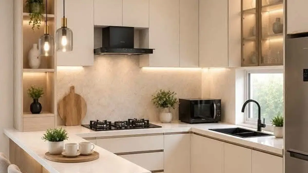 Dapur minimalis bentuk L menawarkan beragam inspirasi untuk ruang sempit, dari warna pastel, monokrom, kayu, hingga gaya Jepang. (PINTEREST)