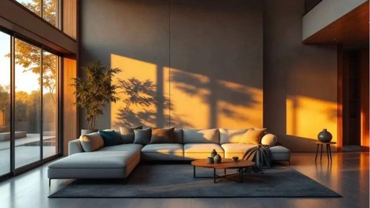 Ruang tamu minimalis estetik bisa ditata bertahap dengan sofa, karpet, meja, lampu RGB, bunga, dan rak sesuai ukuran serta anggaran. (PINTEREST)