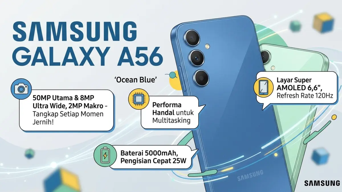 7 HP Samsung RAM 8/256 GB yang disebut worth it di 2026, mulai Galaxy A16 5G hingga A56 5G dengan harga Rp2,5 jutaan.