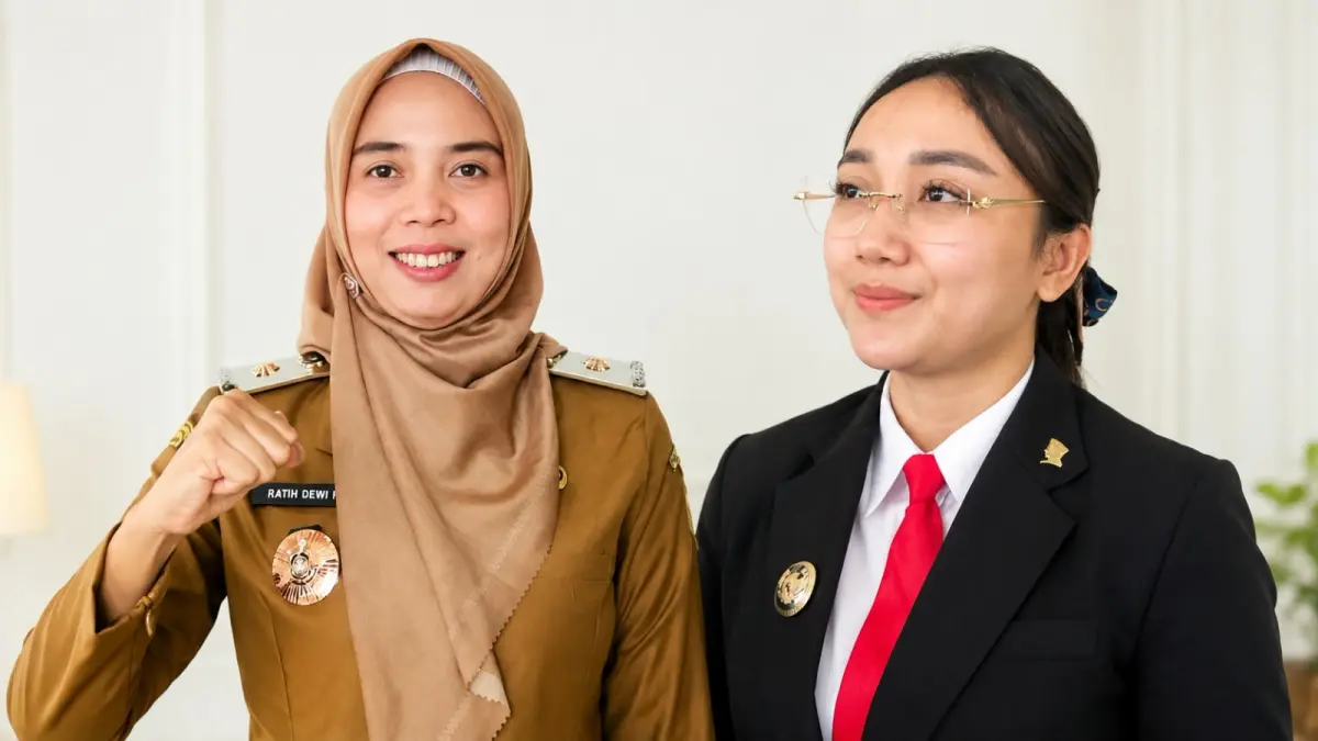 DUA CALON: Elim Tyu Samba dan Ratih Dewi Indarti maju sebagai calon Ketua KONI Kota Blitar.