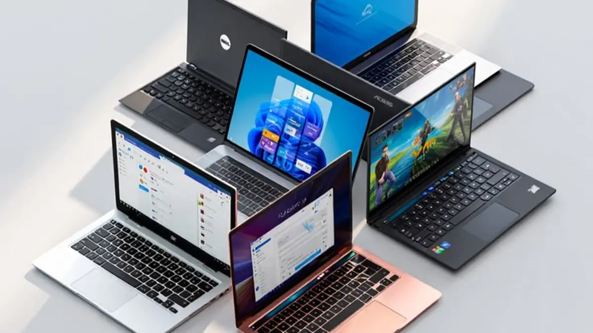 Rekomendasi laptop touchscreen September 2026 di bawah Rp15 juta, dengan pilihan Axioo, Asus, Acer, dan Advan mulai Rp6,6 juta.(Pinterest)