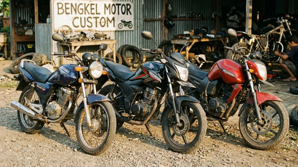 Mau main motor custom? Ini 3 motor bahan untuk pemula mulai Rp5 jutaan, dari Suzuki Thunder 125, Honda Verza hingga Yamaha Bison.