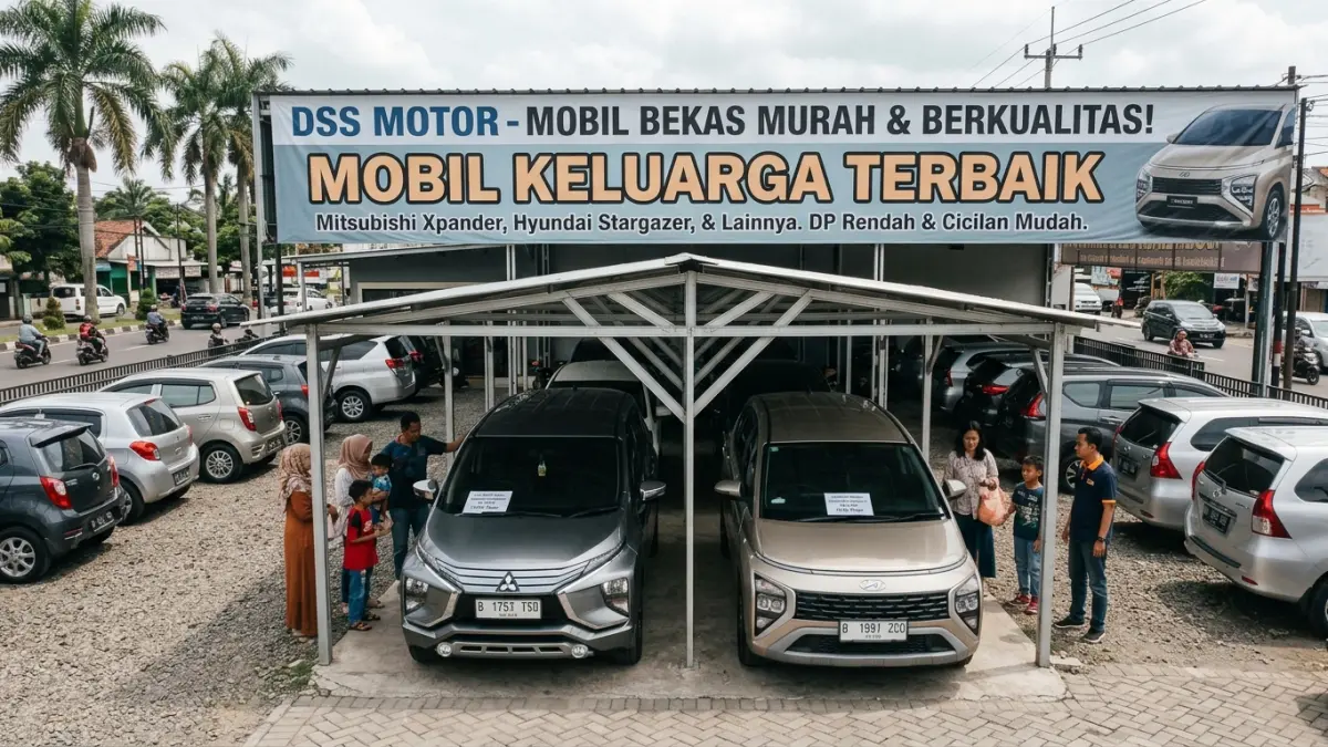 Mobil bekas murah mulai Rp70 jutaan tersedia di DSS Motor Pondok Bambu. Ada Xpander, Stargazer, HR-V hingga mobil keluarga dengan promo menarik.(ILUSTRASI AI)